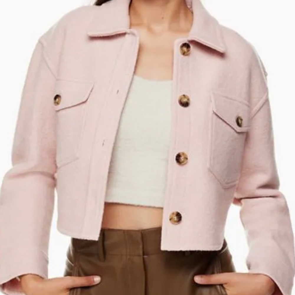 Wilfred Pale Pink Cropped Wool Jacket